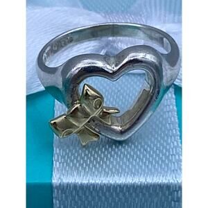 Tiffany & Co. Heart Ring with 18K Gold Bow - Size 5